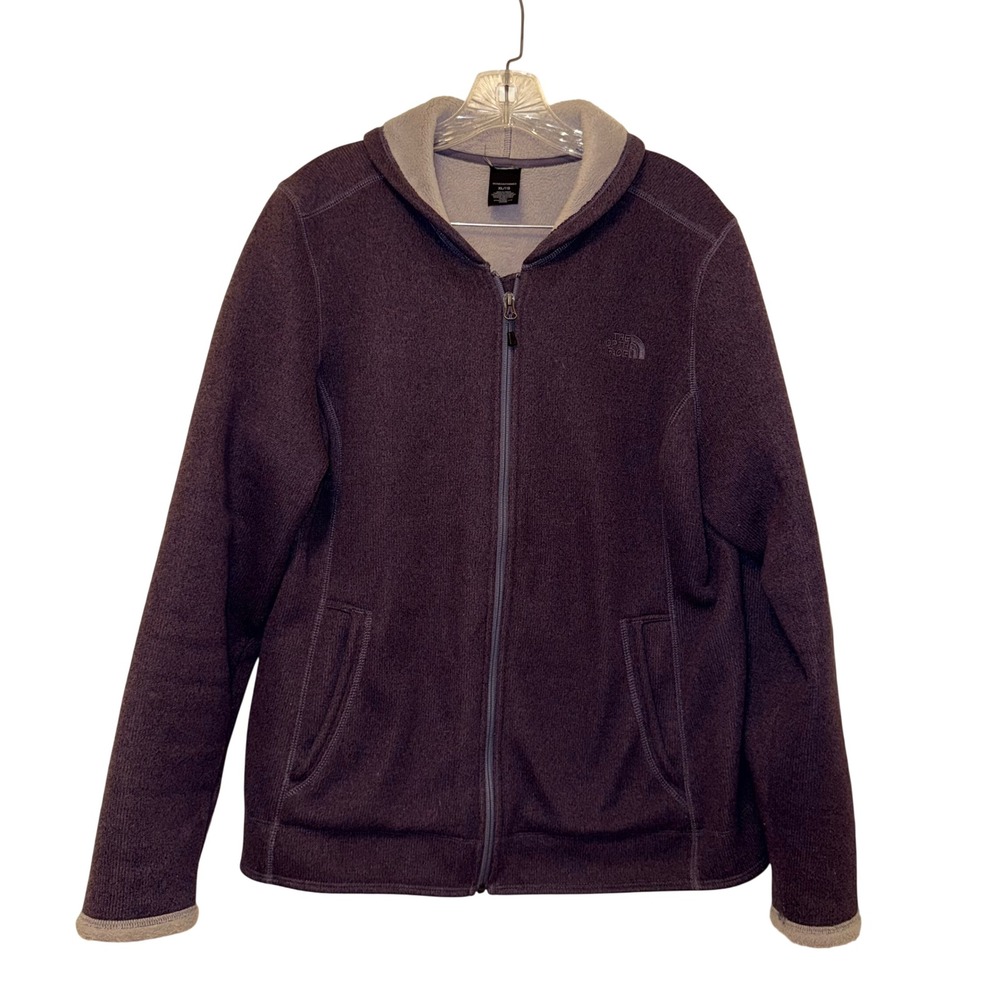 The North Face Full Zip Fleece Hoodie Womens XL Purple Polyester